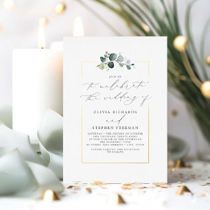 Invitation En Aluminium Verdure minimaliste Élégant Script Mariage de poli