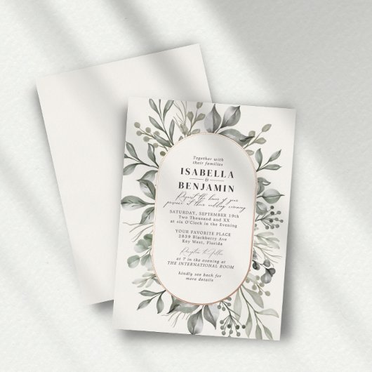 Invitation En Aluminium Verdure ovale Ovale Mariage or Rose
