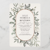 Invitation En Aluminium Verdure ovale Ovale Mariage or Rose (Recto)