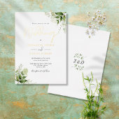 Invitation En Aluminium Verdure rustique Élégant Monogramme Mariage Or