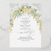 Invitation En Aluminium Verdure Soft Elegant Boho Mariage Gold (Recto)