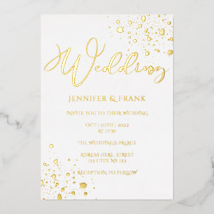 Invitation En Aluminium Véritable Acier D'Or Spots Moderne Blanc Élégant A