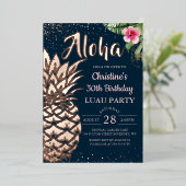 Invitation En Aluminium Véritable Aiguille tropicale Luau Floral Rose Or (Debout devant)
