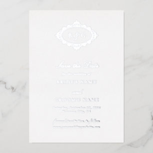 Invitation En Aluminium Véritable Argent Foil Mariage blanc Enregistrer la