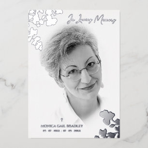 Invitation En Aluminium Véritable Argent Noir Blanc Photo Branches botaniq
