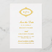 Invitation En Aluminium Véritable couronne d'or blanc mariage Enregistrer  (Recto)