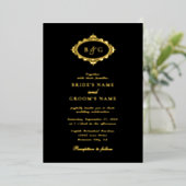 Invitation En Aluminium Véritable couronne d'or noir Elégant Mariage d'or  (Debout devant)