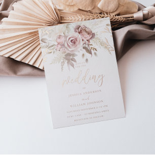Invitation En Aluminium Véritable fard à joues en or rose floral mariage
