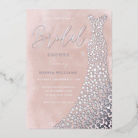 Invitation En Aluminium Véritable Fête des mariées d'aquarelle brillante e (Recto)