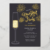 Invitation En Aluminium Véritable fête du Nouvel An avec feux d'artifice e (Recto)