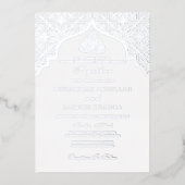Invitation En Aluminium Véritable feuille Argent Masjid Libellé Mariage mu (Recto)