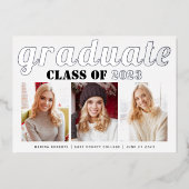 Invitation En Aluminium Véritable feuille d'argent Classe de 2023 diplôme  (Recto)