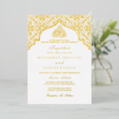 Invitation En Aluminium Véritable feuille d'or blanc Masjid Libellé Mariag (Debout devant)