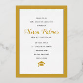 Invitation En Aluminium Véritable feuille d'or Classe de 2023 script photo (Verso)