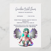 Invitation En Aluminium Véritable feuille fée princesse mariée ailes iride (Recto)