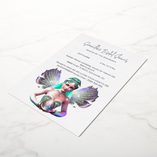 Invitation En Aluminium Véritable feuille fée princesse mariée ailes iride (Rotation)