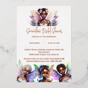 Invitation En Aluminium Véritable feuille melanin fée rose or luxueux glam
