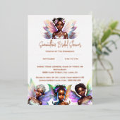 Invitation En Aluminium Véritable feuille melanin fée rose or luxueux glam (Debout devant)