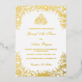 Invitation En Aluminium Véritable feuille Or Blanc Ornat Libellé Mariage m (Recto)