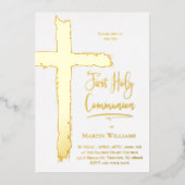 Invitation En Aluminium véritable feuille Première sainte communion (Recto)