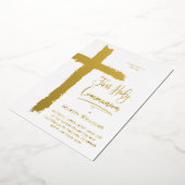 Invitation En Aluminium véritable feuille Première sainte communion (Rotation)