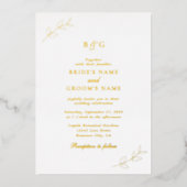 Invitation En Aluminium Véritable Feuilles d'or Élégant Mariage Monogramme (Recto)