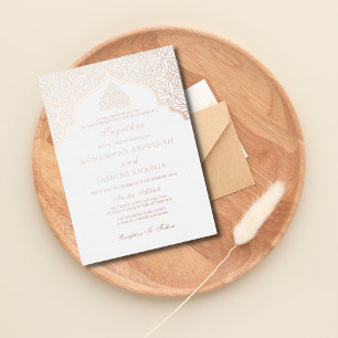 Invitation En Aluminium Véritable feuillet Masjid Texte Mariage Musulman