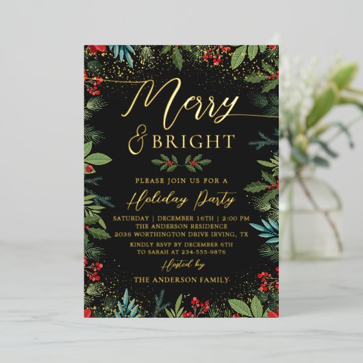 Invitation En Aluminium Véritable Foil Joyeux & Bright Photo Party (Debout devant)