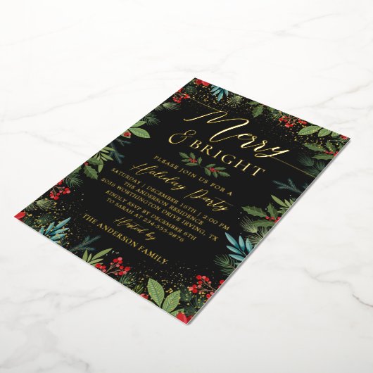 Invitation En Aluminium Véritable Foil Joyeux & Bright Photo Party (Rotation)