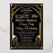 Invitation En Aluminium Véritable Foil Roaring 20s Meurtre Mystère Invitat (Recto)