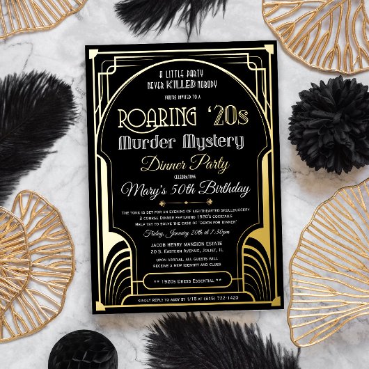 Invitation En Aluminium Véritable Foil Roaring 20s Meurtre Mystère Invitat