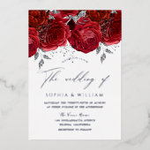 Invitation En Aluminium Véritable Foil Romantique Rose Mariage Argent (Recto)