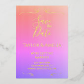 Invitation En Aluminium Véritable Foil rose Ombre mariage Enregistrer la d (Recto)