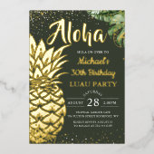 Invitation En Aluminium Véritable Foil Tropical Ananas Luau Beach Party (Recto)