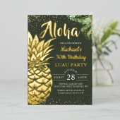 Invitation En Aluminium Véritable Foil Tropical Ananas Luau Beach Party (Debout devant)