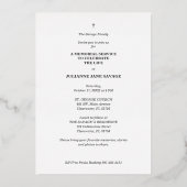 Invitation En Aluminium Véritable funérailles d'argent Noir Blanc photo so (Verso)