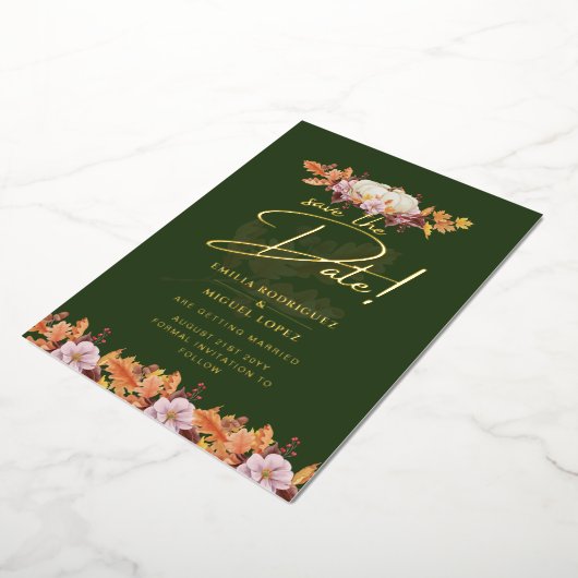 Invitation En Aluminium VÉRITABLE GOLD FOIL Automne Citrouille Enregistrer (Rotation)