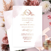 Invitation En Aluminium Véritable Gold Foil Élégant Dusty Rose Mariage Mon