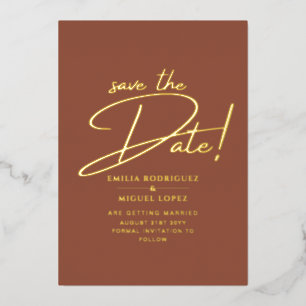 Invitation En Aluminium Véritable Gold Foil Mariage moderne Enregistrer La