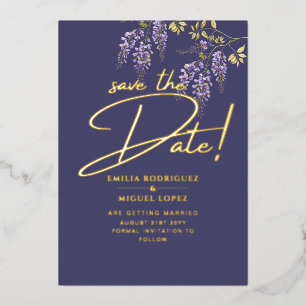 Invitation En Aluminium Véritable Gold Foil Mariage moderne Enregistrer La