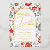 Invitation En Aluminium Véritable Gold Foil Mariage moderne Enregistrer La (Recto)