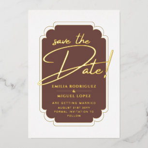 Invitation En Aluminium Véritable Gold Foil Mariage moderne Enregistrer La