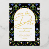 Invitation En Aluminium Véritable Gold Foil Mariage moderne Enregistrer La (Recto)