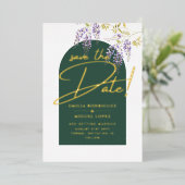 Invitation En Aluminium Véritable Gold Foil Mariage moderne Enregistrer La (Debout devant)