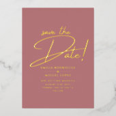 Invitation En Aluminium Véritable Gold Foil Mariage moderne Enregistrer La (Recto)