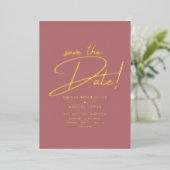 Invitation En Aluminium Véritable Gold Foil Mariage moderne Enregistrer La (Debout devant)