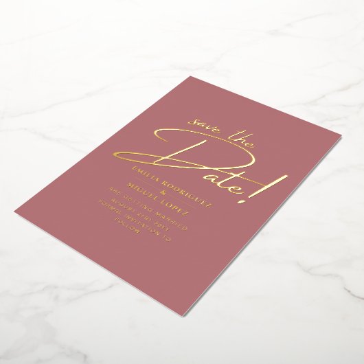 Invitation En Aluminium Véritable Gold Foil Mariage moderne Enregistrer La (Rotation)