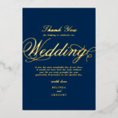 Invitation En Aluminium Véritable Gold Foil Marine Luxe Mariage bleu Merc (Recto)