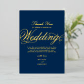 Invitation En Aluminium Véritable Gold Foil Marine Luxe Mariage bleu Merc (Debout devant)