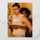 Invitation En Aluminium Véritable huile d'argent moderne Enregistrer la da (Recto)